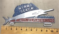 Brushed aluminum Miami Beach license plate topper
