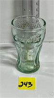 Vtg Sm 2 1/2” Green Clear Coca Cola Glass