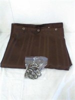 Nice heavy brown fabric shower curtain with hooks