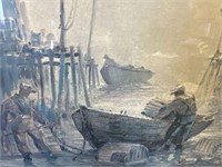 Signed print Loading the Lobster traps DeGarthe