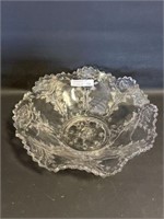 Antique presses glass roses pattern bowl
