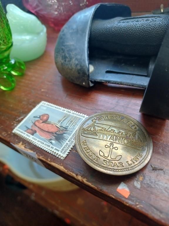 Vtg. Titanic Adv. Pin, Vtg. Stamps