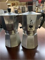 2 STAINLESS EXPRESSO POTS BY VIALETTI  8" TALL