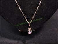 18" Avon Teardrop Faux Opal Pendant & 18" Necklace