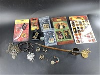 Collection of movie memorabilia and replicas to in