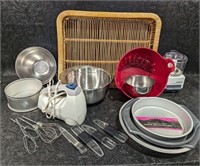Stainless Steel Mixing Bowls, Baking Pans, Mixer,