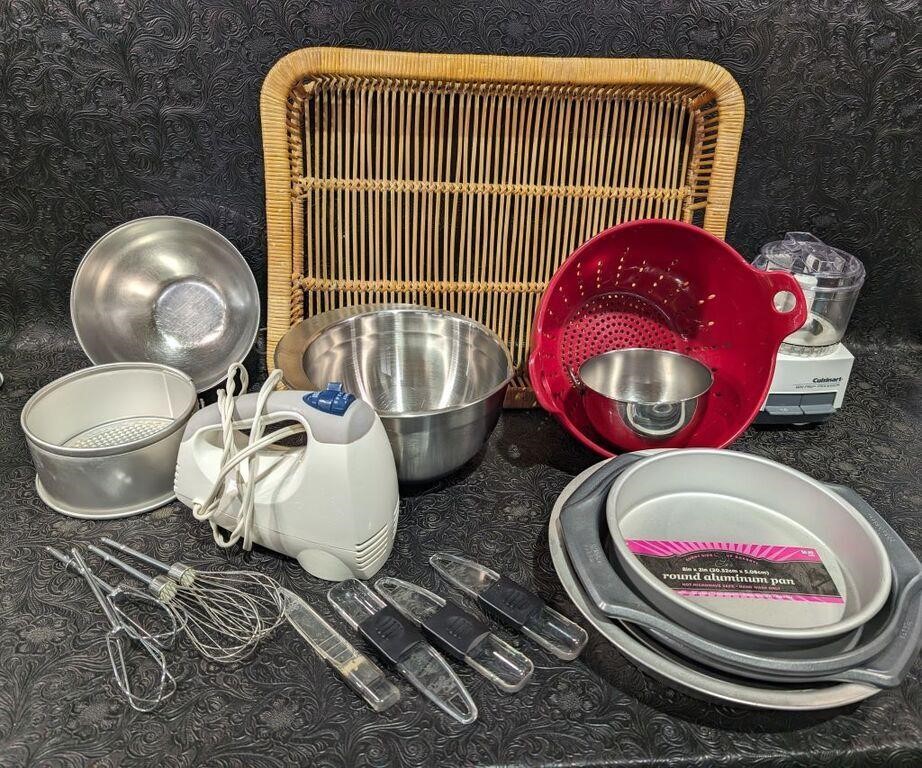 Stainless Steel Mixing Bowls, Baking Pans, Mixer,