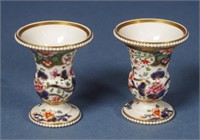 Pair Spode miniature bone china vases