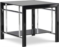 B7713  Black and Gloss Silver End Table