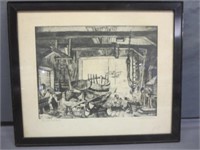 Vintage Etching "The Old Boat Works" by Lionel