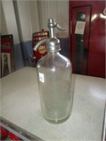 Clear Soda Siphon Seltzer Bottle Etched
