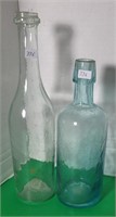 2 EARLY BLOWN BOTTLES PONTILED