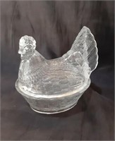 Hens on Nest 5" Clear Glass