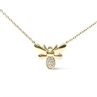 10K Yellow Gold Bee Pendant with Diamond Accents