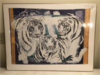 Three White Tigers Print By Rolf Knie