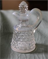 Vtg Fenton Moonstone Hobnail Clear Cruet