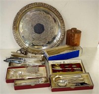 Quantity of silver plated flatware, a tray
