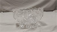 Cut crystal scalloped edge footed oval bowl