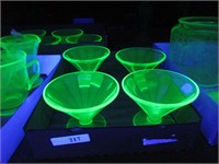 Uranium green glass, sherbet, dishes