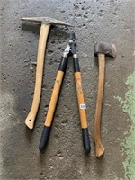 SPLITTING WEDGE, PRUNERS, AXE