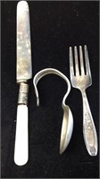 Child serving set, includes marked Sterling baby