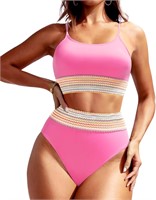 ($44) Tempt Me High Cut Sporty Bikini Set Two,M