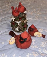 Three (3) Decorative Cardinal Figurine Items