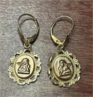 Pair of 14k Yellow Gold Angel Earrings