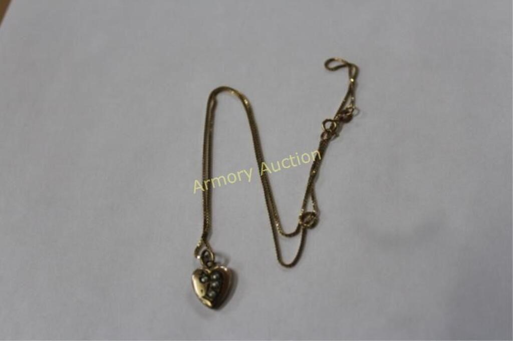 MARKED 14KT CHAIN W/ HEART PENDANT