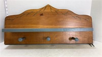 Wood Shelf With Hooks Painted