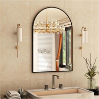 16x24 Black Arched Bathroom Vanity Mirror