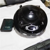 Round Black Onn Radio w/CD player & Sony Walkman