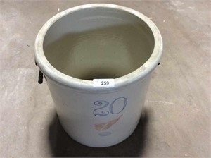 Red Wing 20-gallon large wing crock w/handles
