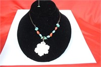 A Coral - Torquoise - Mother of Pearl Necklace