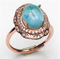 Natural Blue-veins Stone Ring 925 Silver