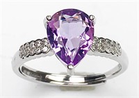 Natural Amethyst Ring 925 Silver