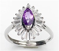 Natural Amethyst Ring 925 Silver