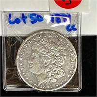 1891 - CC  Morgan Silver $ CARSON CITY Coin