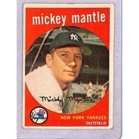 1959 Topps Mickey Mantle Vg/ex+ Crease Free