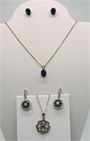 (4) Sapphire Necklaces & Earrings 925