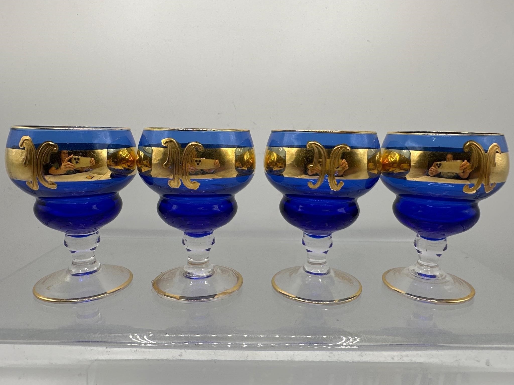 Cobalt blue glass cordials