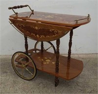 Vintage Italian marquetry drop-leaf drink cart