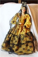 Woman in Yellow and Black Dress with Veil