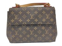 Brown Monogram Leather Half-Flap Top Handle Bag