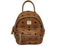 Caramel Rough Leather Gold Studded Small Backpack