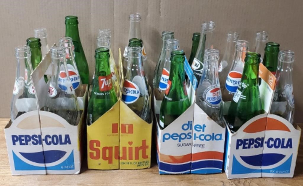 (24) Vintage Glass Soda Bottles