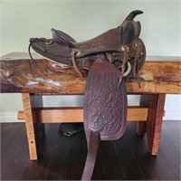 Vintage Tooled Leather Saddle