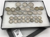 Collection of 34 Various Barber Coins Including