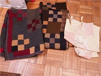 Two vintage hand-stitched quilts (as-is) and more