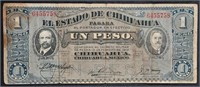 1915 Chihuahua Mexico Revolutionary 1 Peso note